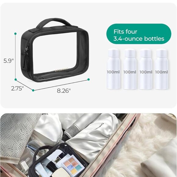 Clear TSA-Approved Toiletry Bag, Puffy Edges Travel Makeup Bag, Large Opening wi - Picture 3 of 6